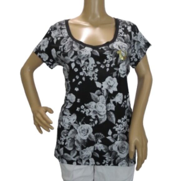 True Religion Dark Floral Foil T-Shirt - Picture 1 of 6